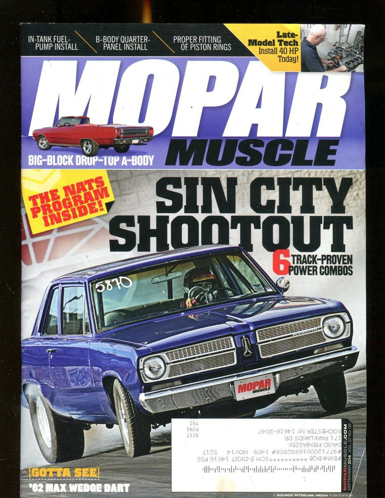 Mopar Muscle Magazine September 2014 Sin City Shootout Ex w/ML 012317jhe
