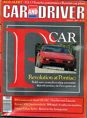 Car and Driver Magazine August 1983 P Car Pontiac Fiero VG 122915jhe