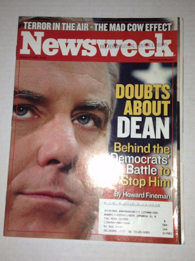 Newsweek Magazine Democrats Battle To Stop Dean January 12, 2004 FAA 022917NONRH