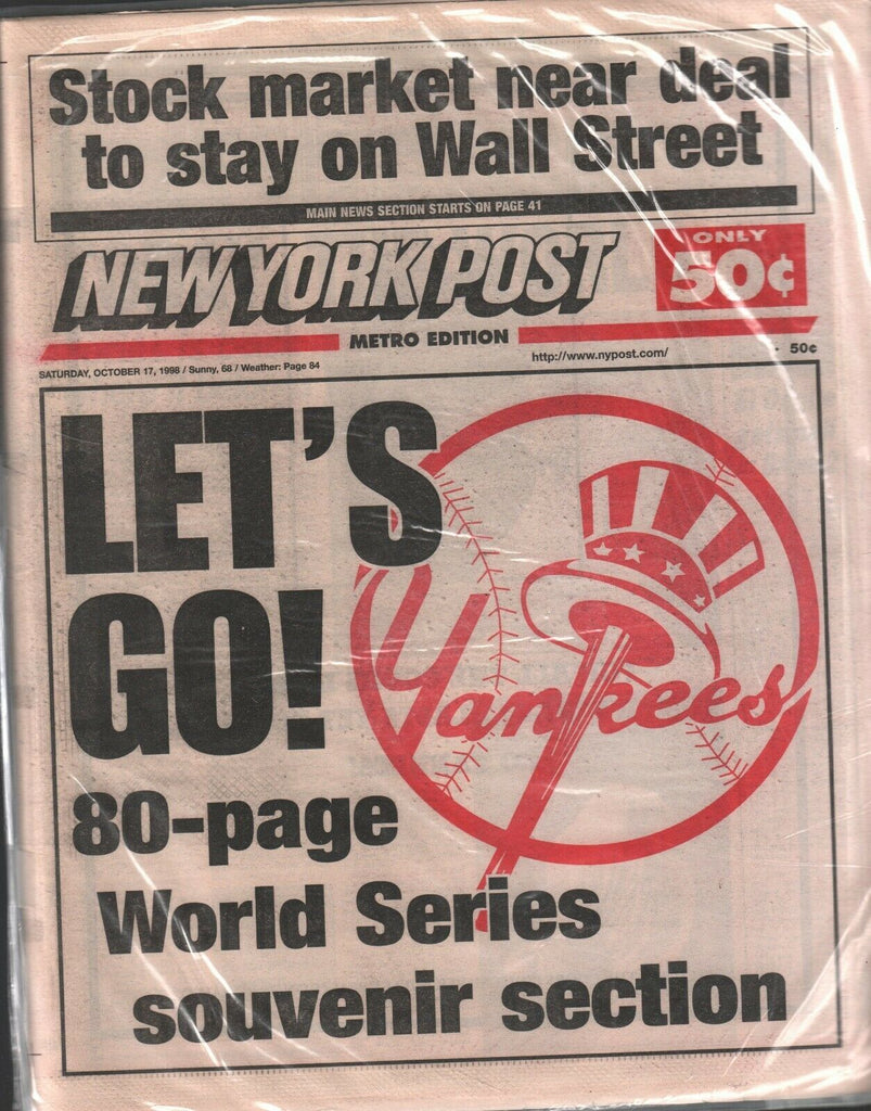 New York Post October 17 1998 New York Yankees World Series 020320AME