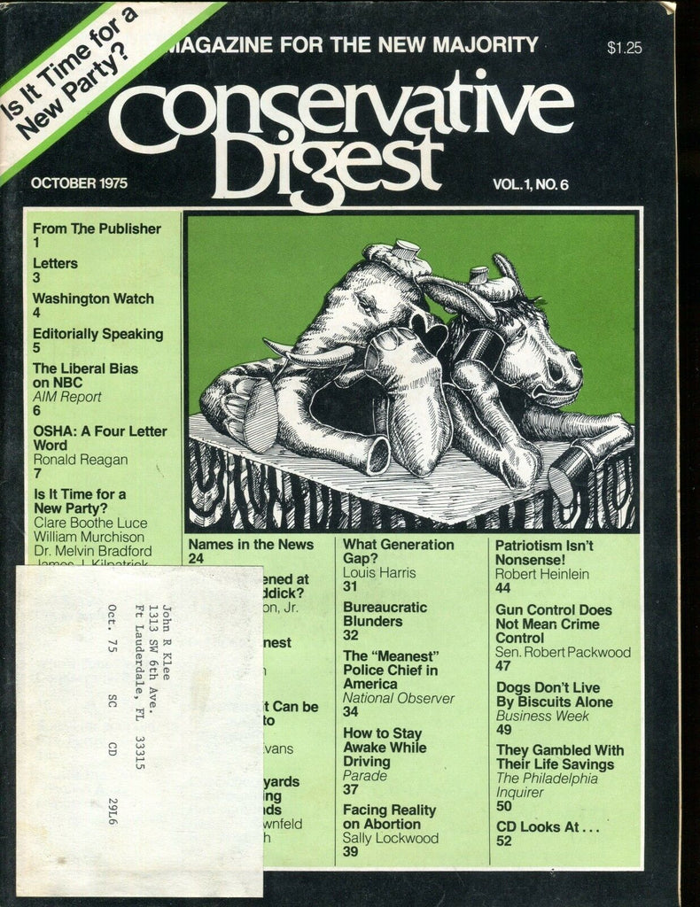 Conservative Digest Magazine October 1975 EX w/ML 010517jhe