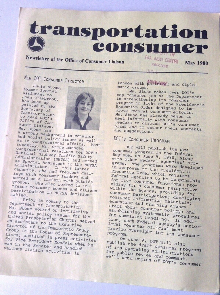 Transportation Consumer Magazine Judie Stone May 1980 FAL 050717nonrh