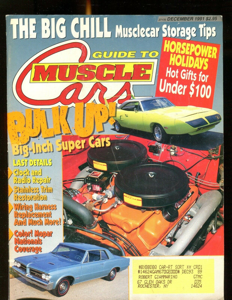 Guide To Muscle Cars Magazine December 1991 Bulk Up! Ex w/ML 012317jhe