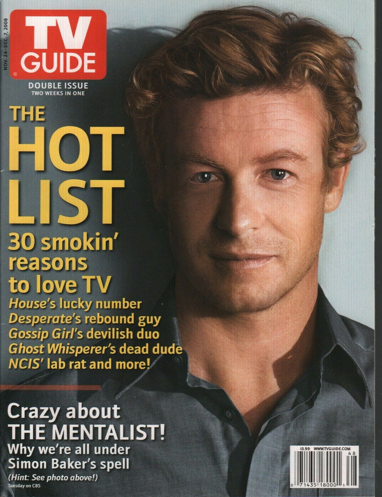 TV Guide Magazine Nov 24-Dec 7 2008 Simon Baker Ellen 022120AME