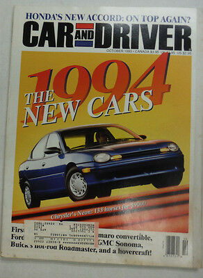 Car And Driver Magazine Chrysler's Neon & GMC Sonoma October 1993 050815R