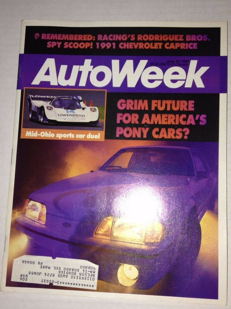 Autoweek Magazine Rodriguez Bros 1991 Chevrolet Caprice June 15, 1987 011717RH