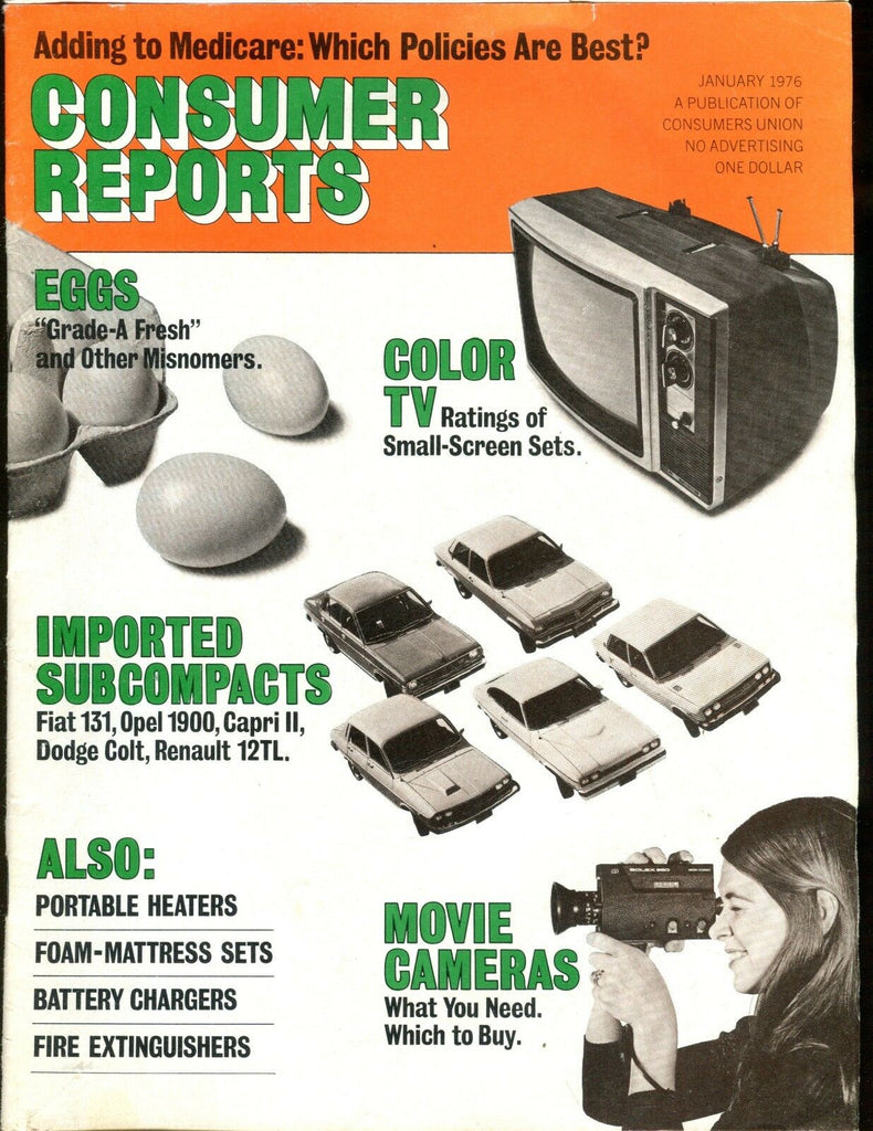 Consumer Reports Magazine January 1976 Color TVs Eggs VGEX No ML 020117jhe