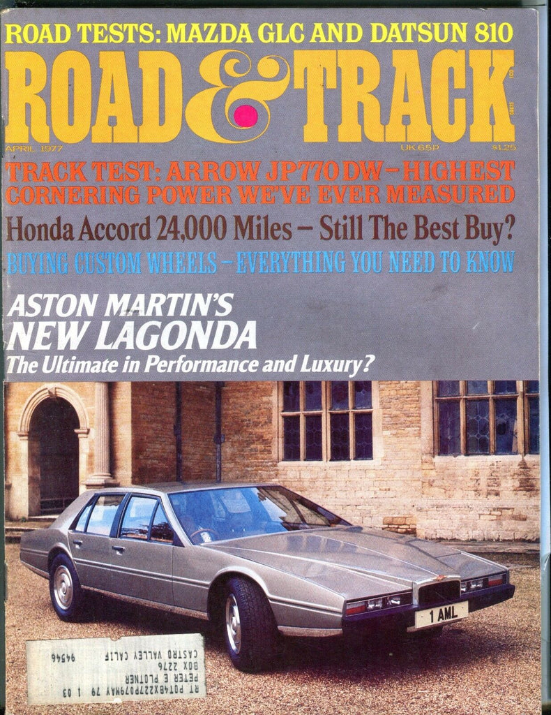 Road & Track Magazine April 1977 Aston Martin Lagonda VG w/ML 031317nonjhe