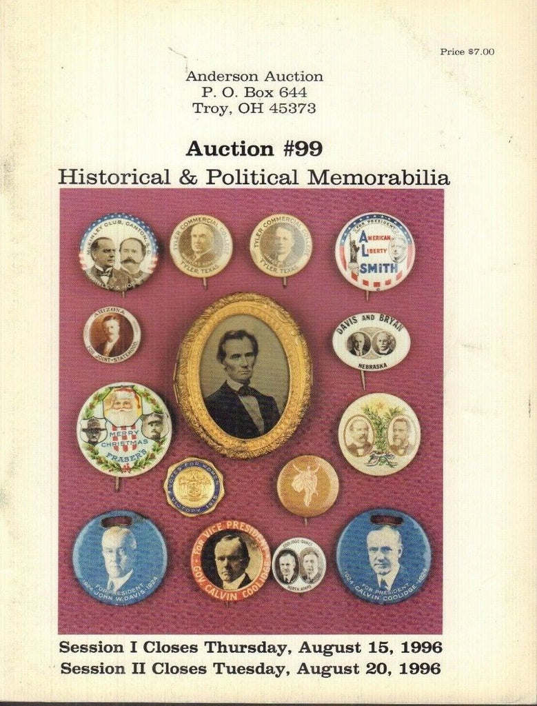 Historical & Political Memorabilia Auction Catalog August 20, 1996 031318nonr