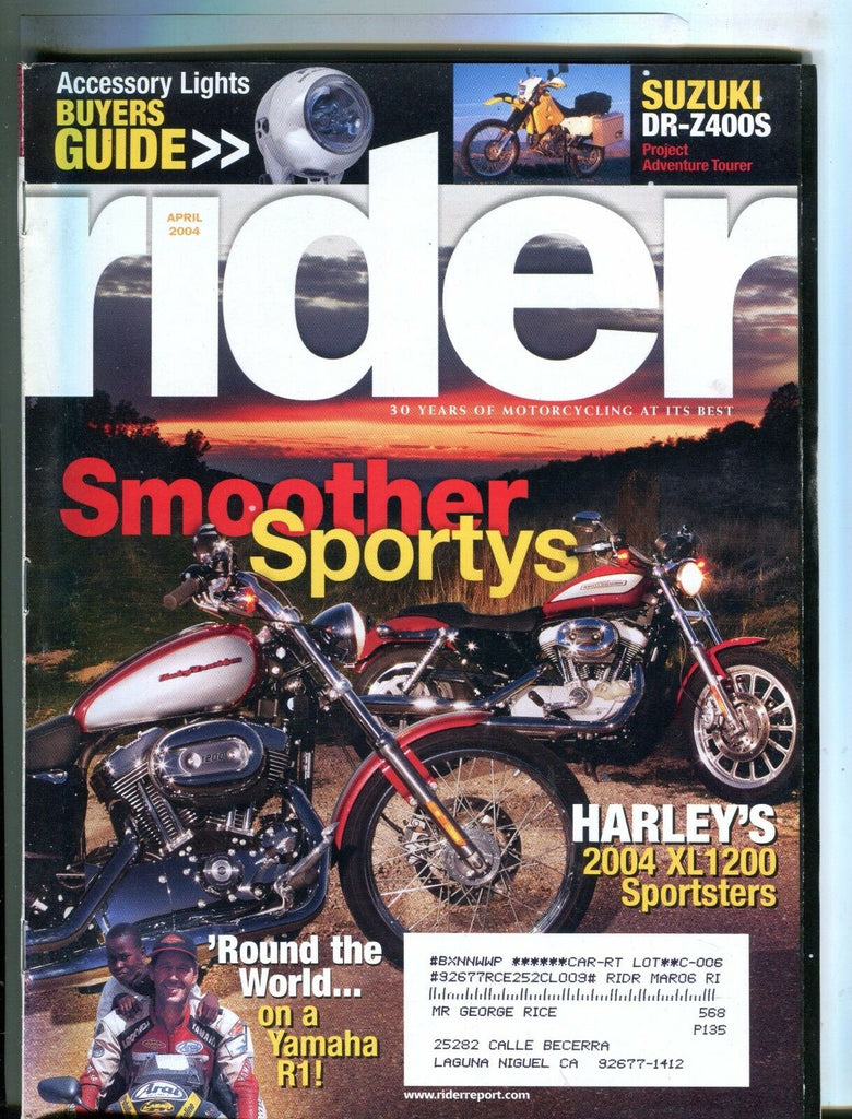 Rider Magazine April 2004 Harley Sportsters VG w/ML 042717nonjhe