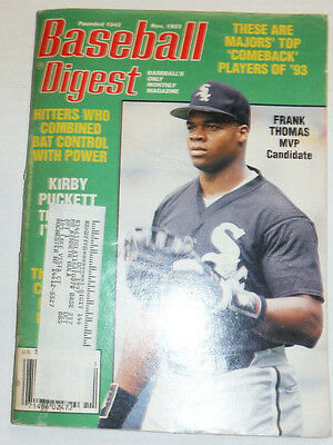 Baseball Digest Magazine Frank Thomas & Kirby Puckett November 1993 020315R