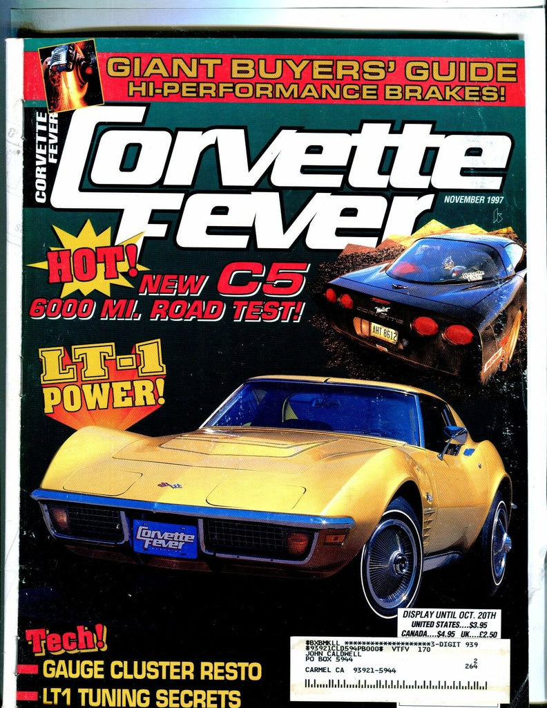 Corvette Fever Magazine November 1997 Corvette C5 EX w/ML 042417nonjhe