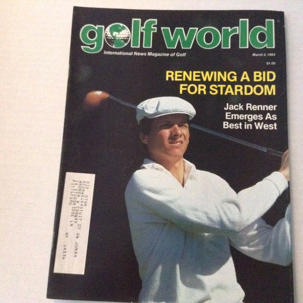 Golf World Magazine Jack Renner Best In West March 2, 1984 062817nonrh
