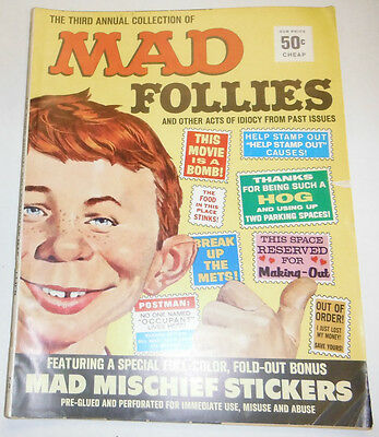 Mad Magazine Follies Mad Mischief Stickers The 3rd Annual 1965 081914R