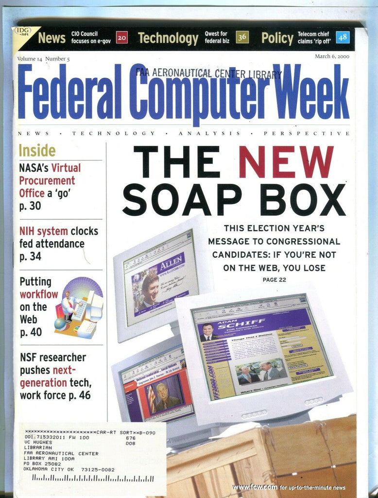 Federal Computer Week Magazine March 6 2000 EX w/ML FAA Library 102016jhe