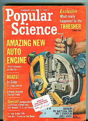 Popular Science Magazine February 1964 Amazing New Auto Engine VG 032416jhe