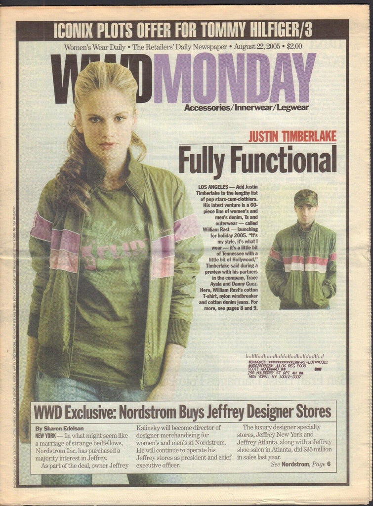 WWD Monday August 22 2005 Justin Timberlake Sharon Edelson 021419DBE2