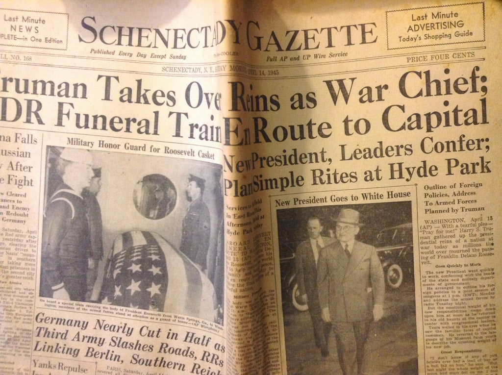 Schenectady Gazette Magazine Truman Takes Over Reins April 14, 1945 102317nonrh2