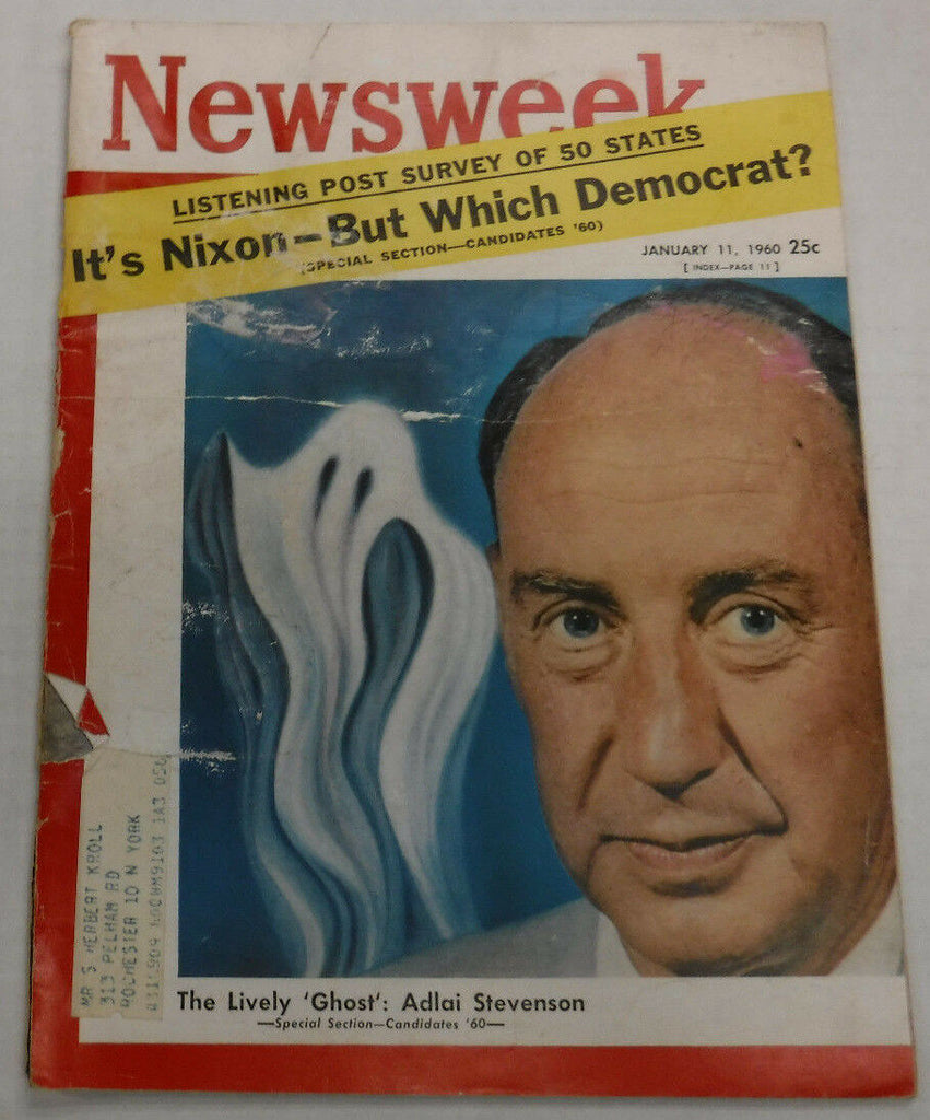 Newsweek Magazine Adlai Stevenson Richard Nixon January 11, 1960 100716R