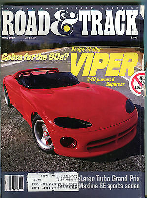 Road & Track Magazine April 1989 Dodge/Shelby Viper Supercar VG 010516jhe