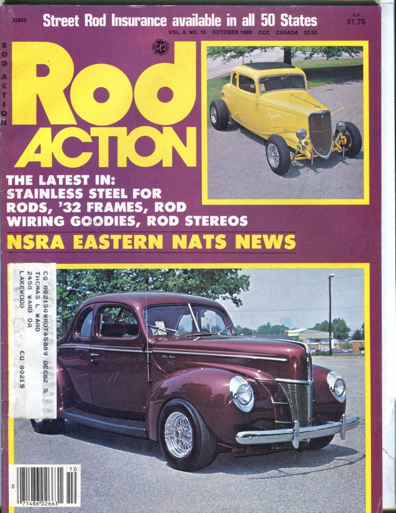 Rod Action Magazine October 1980 '32 Frames Stereos EX w/ML 031317nonjhe
