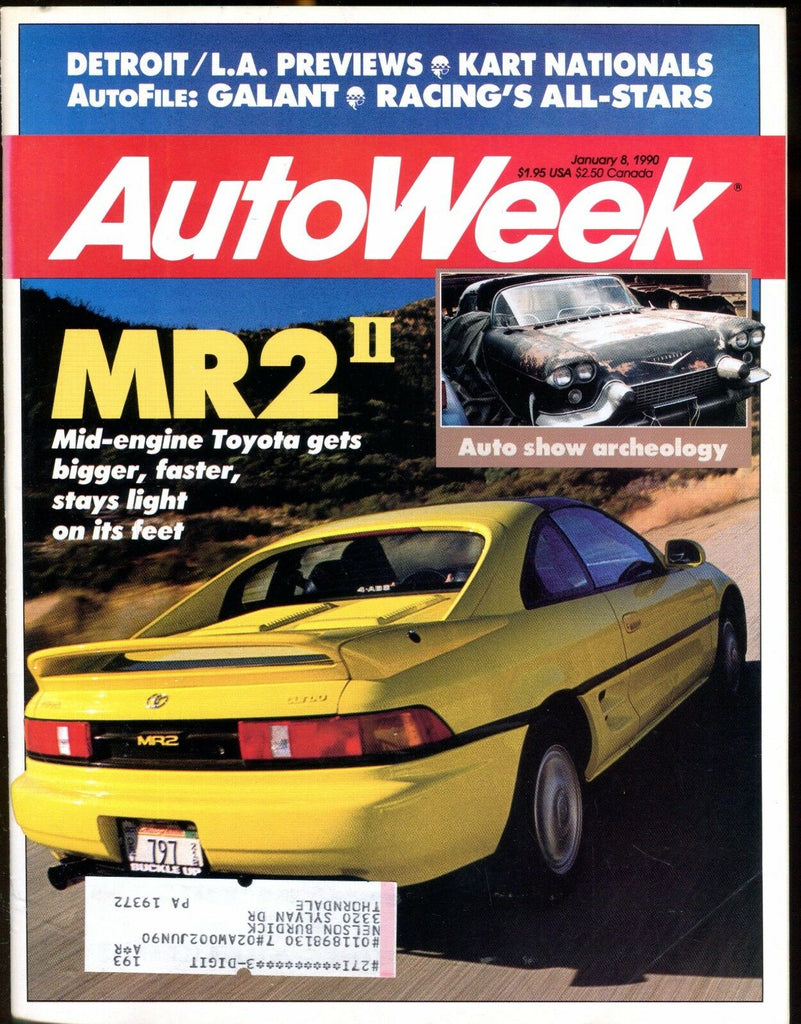 AutoWeek Magazine January 8 1990 MR2 EX w/ML 022217nonjhe