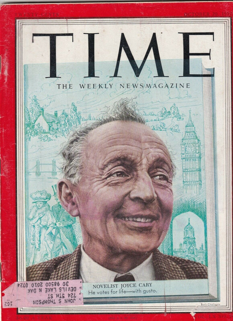 Time Magazine Novelist Joyce Cary OCtober 20, 1952 100219nonr