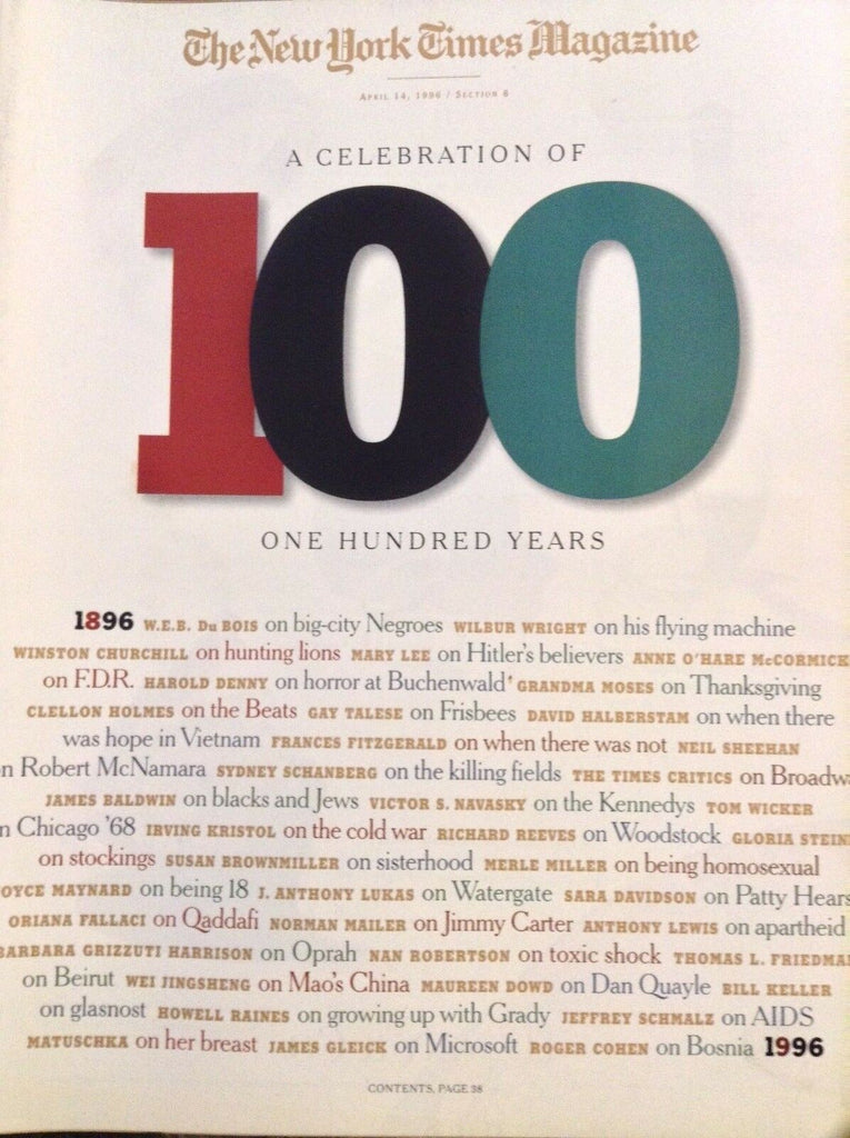 The New York Times Magazine 100 Year Celebration April 14, 1996 042018nonrh