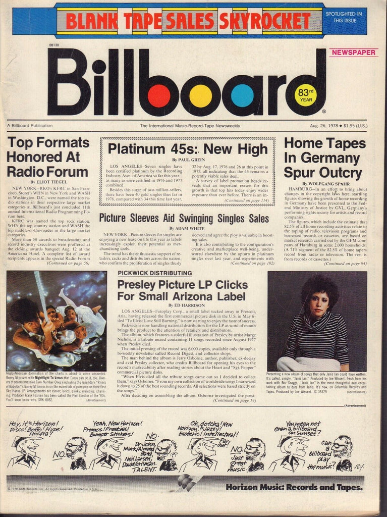 Billboard August 26 1978 Anglo-American, Janis Ian, Platnum 45s 051017nonDBE2