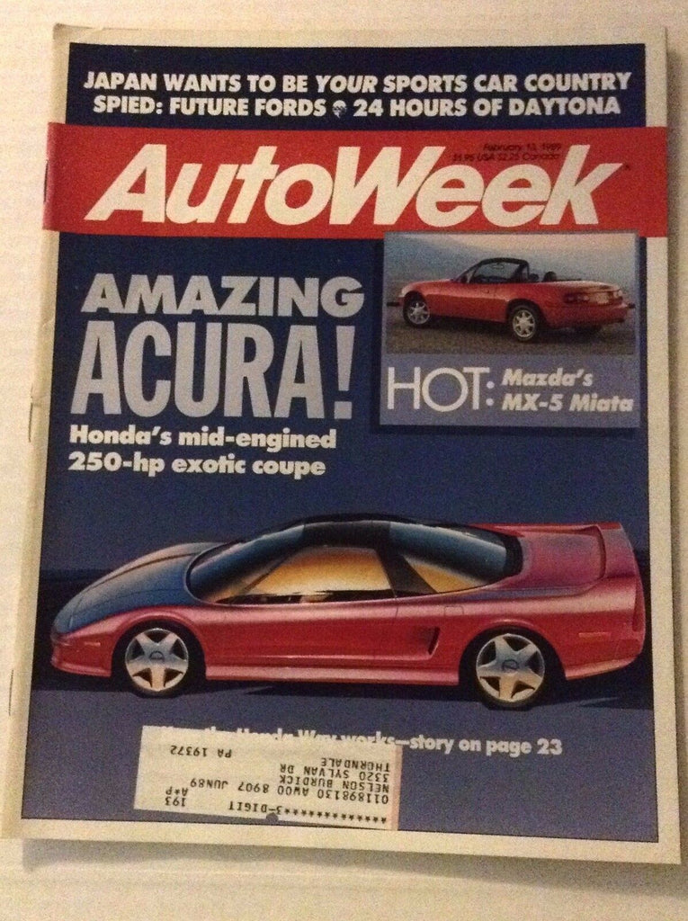 Autoweek Magazine Honda Acura Exotic Coupe February 13, 1989 011717RH