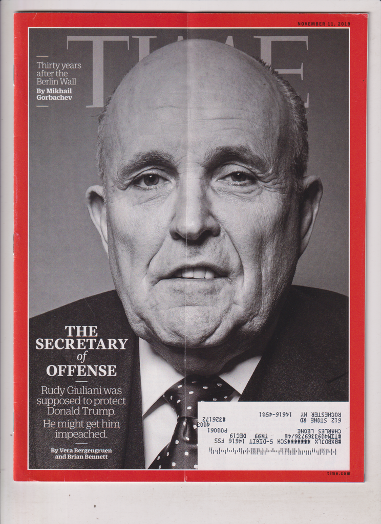 Time Magazine Rudy Giuliani Donald Trump Impeach November 11, 2019 012920nonr