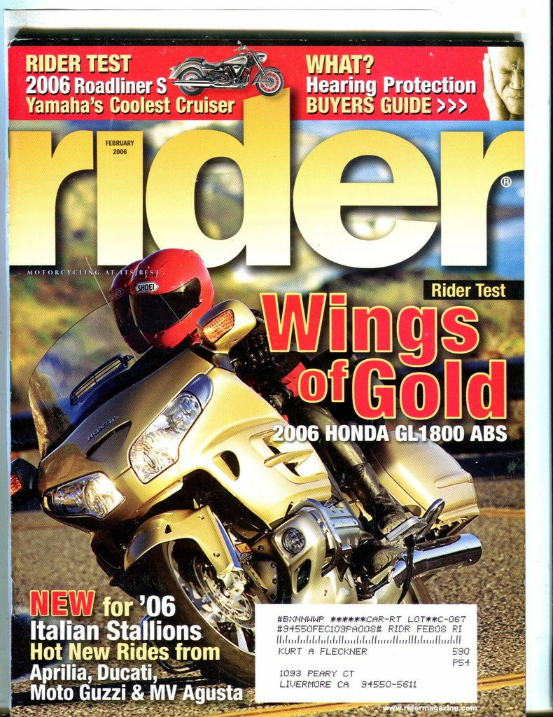 Rider Magazine February 2006 Honda GL1800 ABS EX w/ML 050817nonjhe