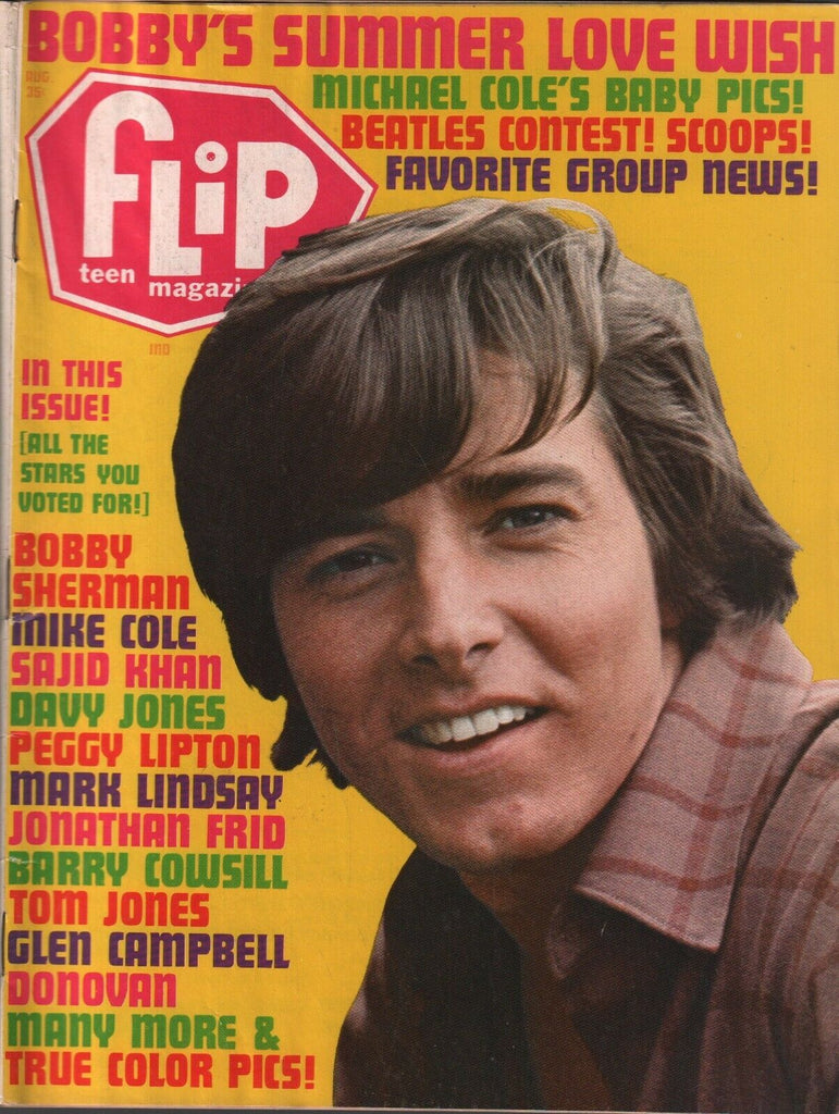 Flip Teen Magazine August 1969 Elvis Presley Bobby Sherman Davy Jones 082520AME