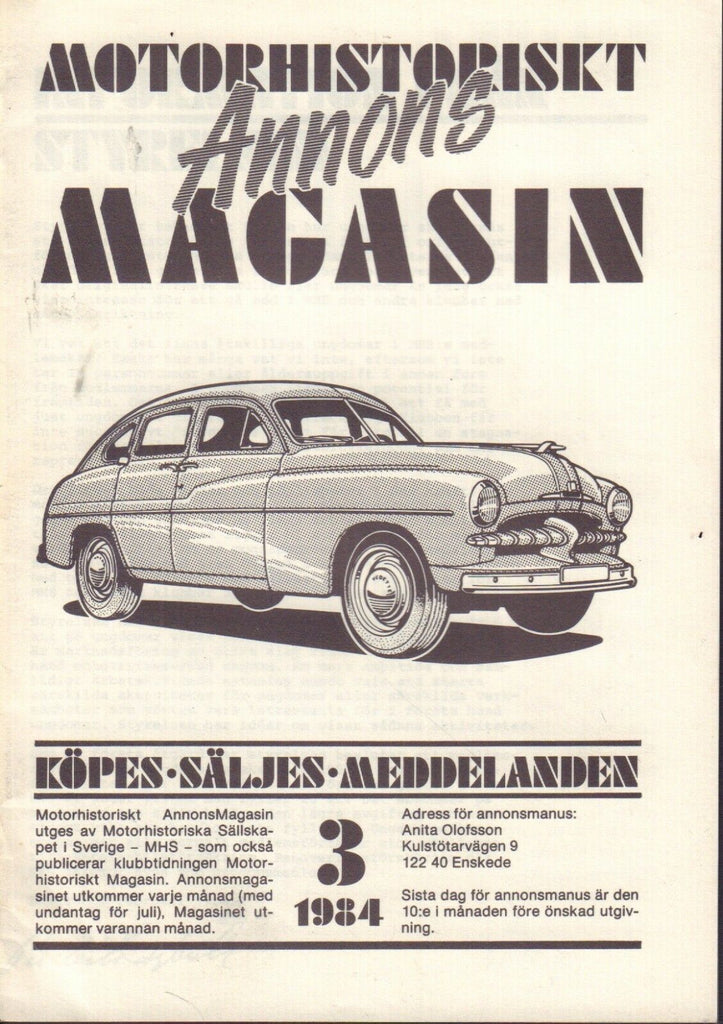 Motorhistoriskt Magasin Annons Swedish Car Magazine 3 1984 Opel 032717nonDBE