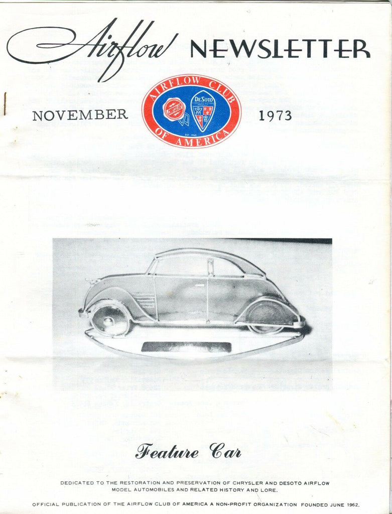 Airflow Newsletter November 1973 Chrysler DeSoto EX No ML 031017nonjhe