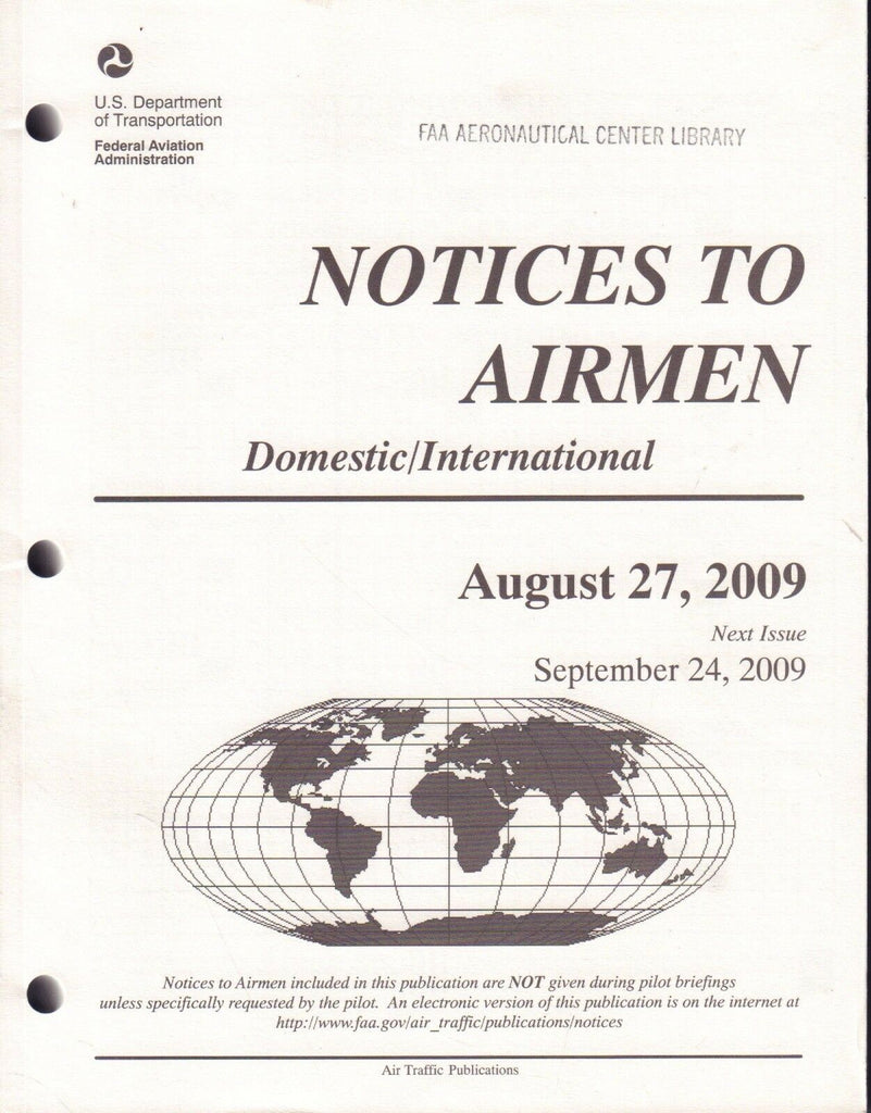 Notices To Airmen August 27 2009 USDOT FAA Library 090617FAA2