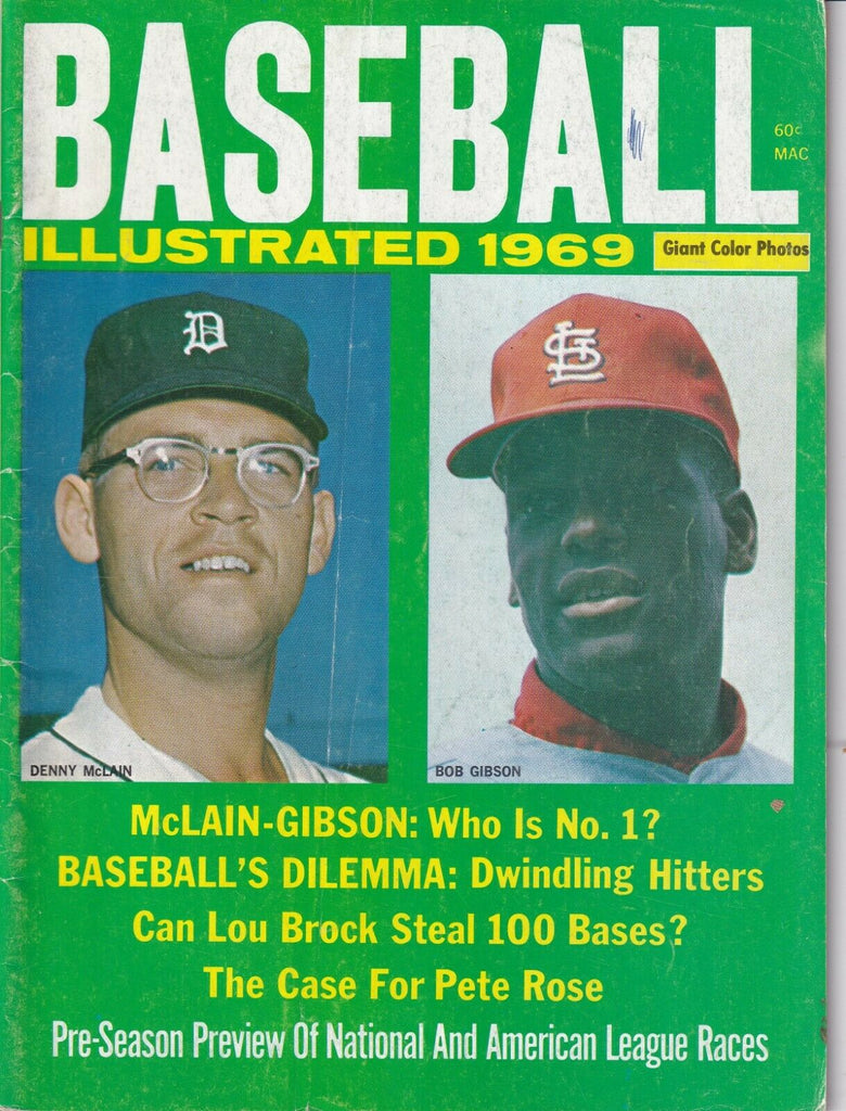 Baseball Illustrated Magazine Denny McLain Bob Gibson 1969 022019nonr