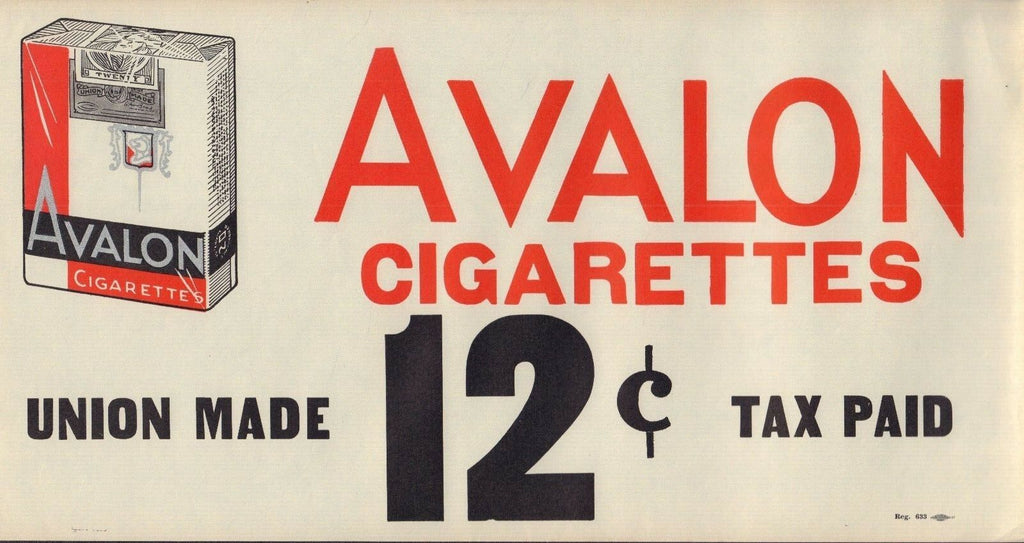 Avalon Window White 17"x9" Original Cigarette Advert Poster Circa 1930/40