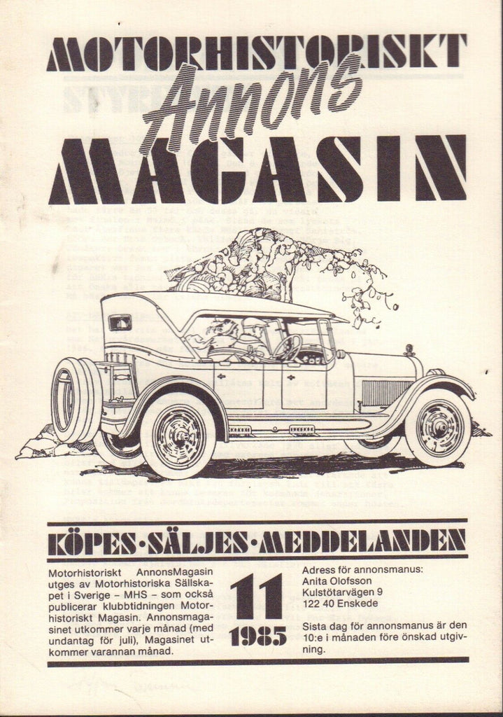 Motorhistoriskt Magasin Annon Swedish Car Magazine 11 1985 Plymouth 032717nonDBE