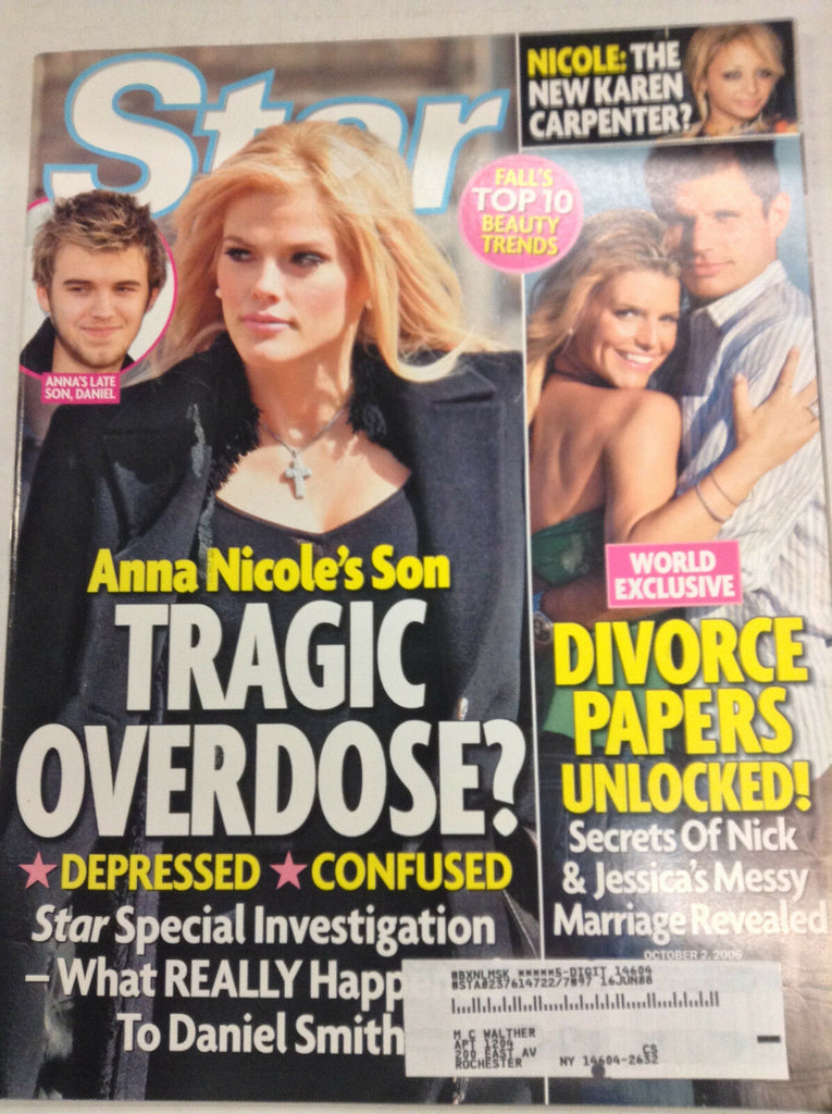 Star Magazine Anna Nicole Smith's Son Overdose? October 2, 2006 050417nonr