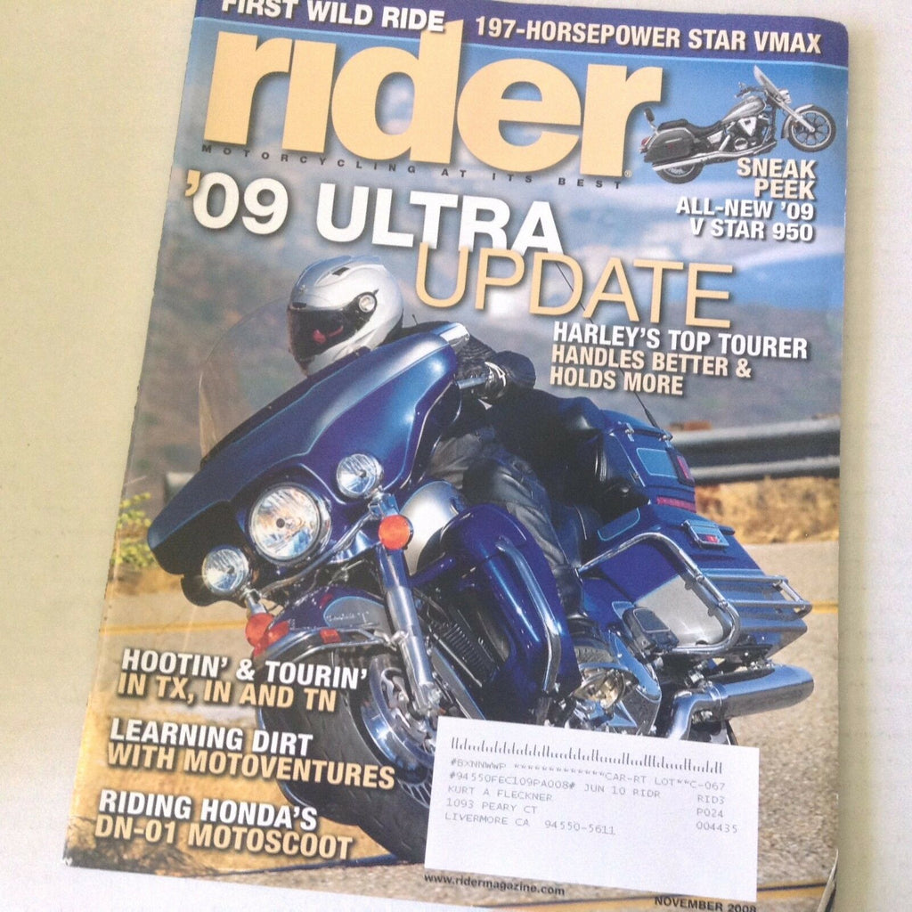 Rider Magazine '09 Ultra Update Harley's Top Tourer november 2008 060117nonrh2