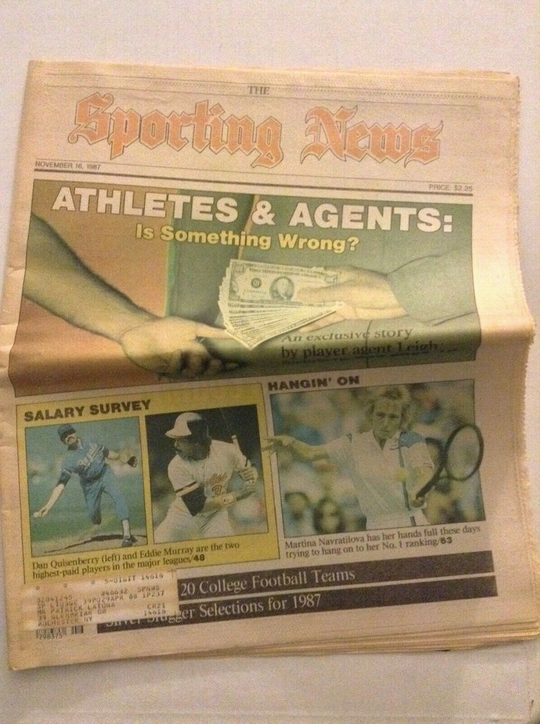 Sporting News Mag Martina Navratilova Eddie Murray November 16 1987 092319nonrh