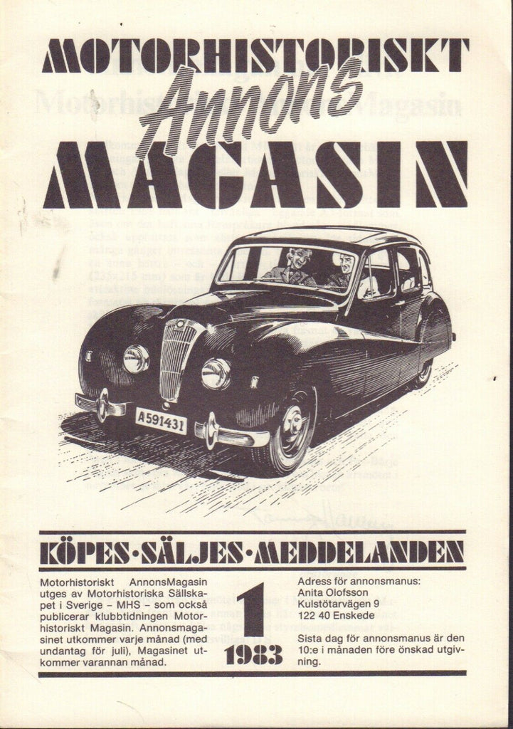 Motorhistoriskt Magasin Annons Swedish Car Magazine 1 1983 Nash 032717nonDBE