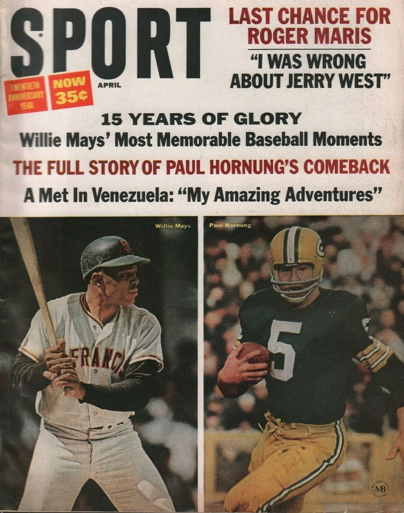 Sport April 1966 Willie Mays Paul Hornung Jerry West Roger Maris 050719DBE2