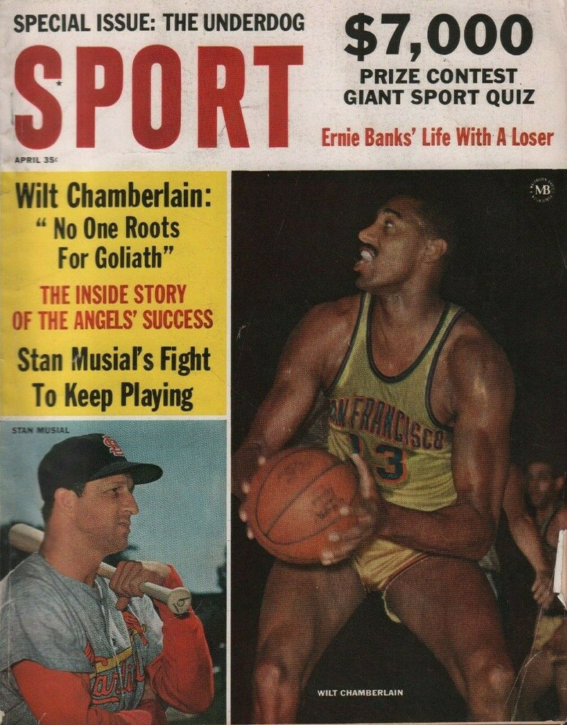 Sport April 1963 Wilt Chamberlain Stan Musial Ernie Banks 050819DBE