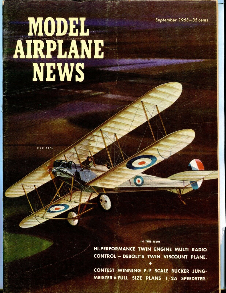 Model Airplane News Magazine September 1963 R.A.F. BE2a GD 041317nonjhe