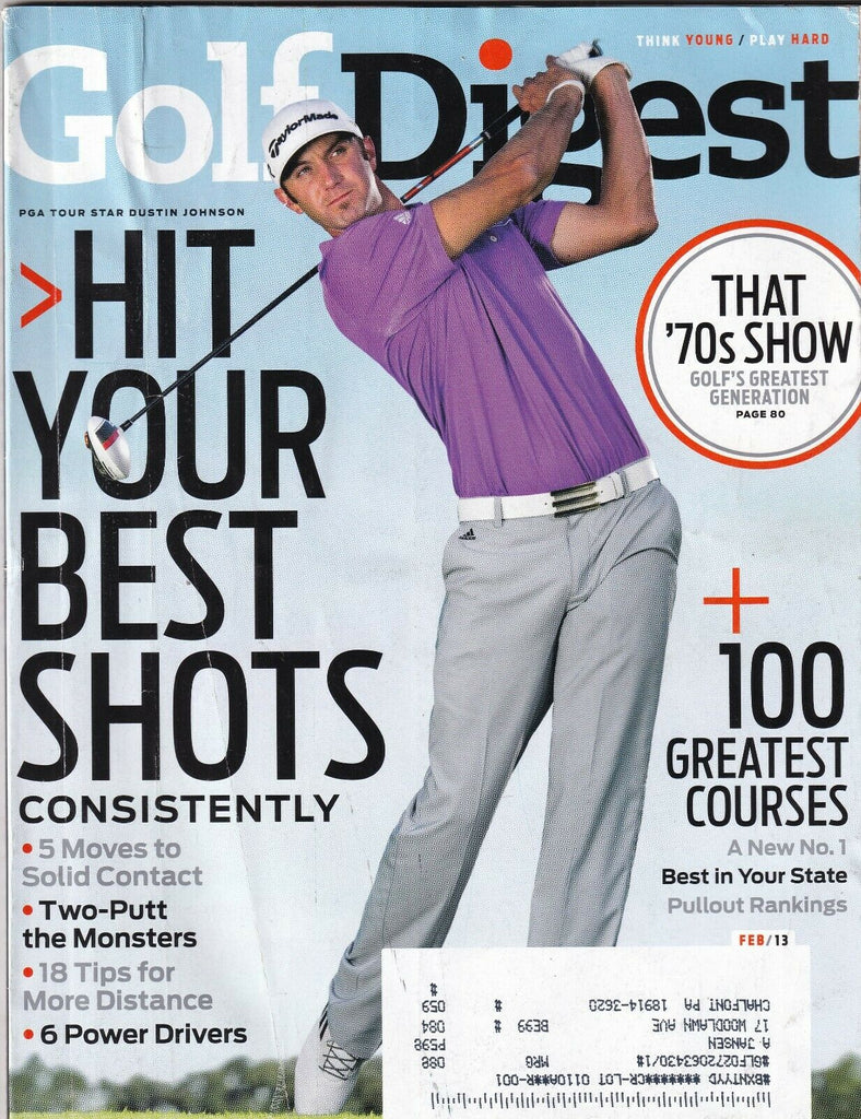 Golf Digest Magazine Hit Your Best Shots Consistently February 2013 102219nonr