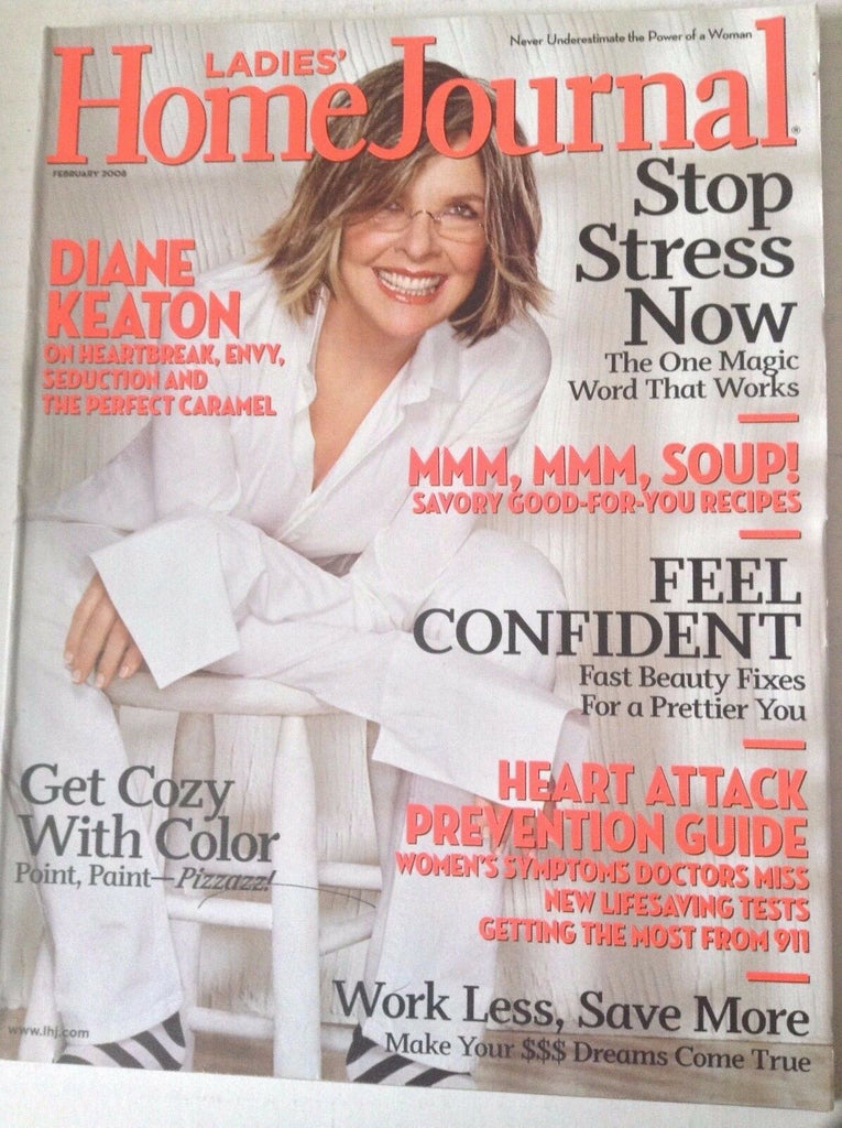 Ladies' Home Journal Magazine Diane Keaton Stress Fix February 2008 051117nonrh2
