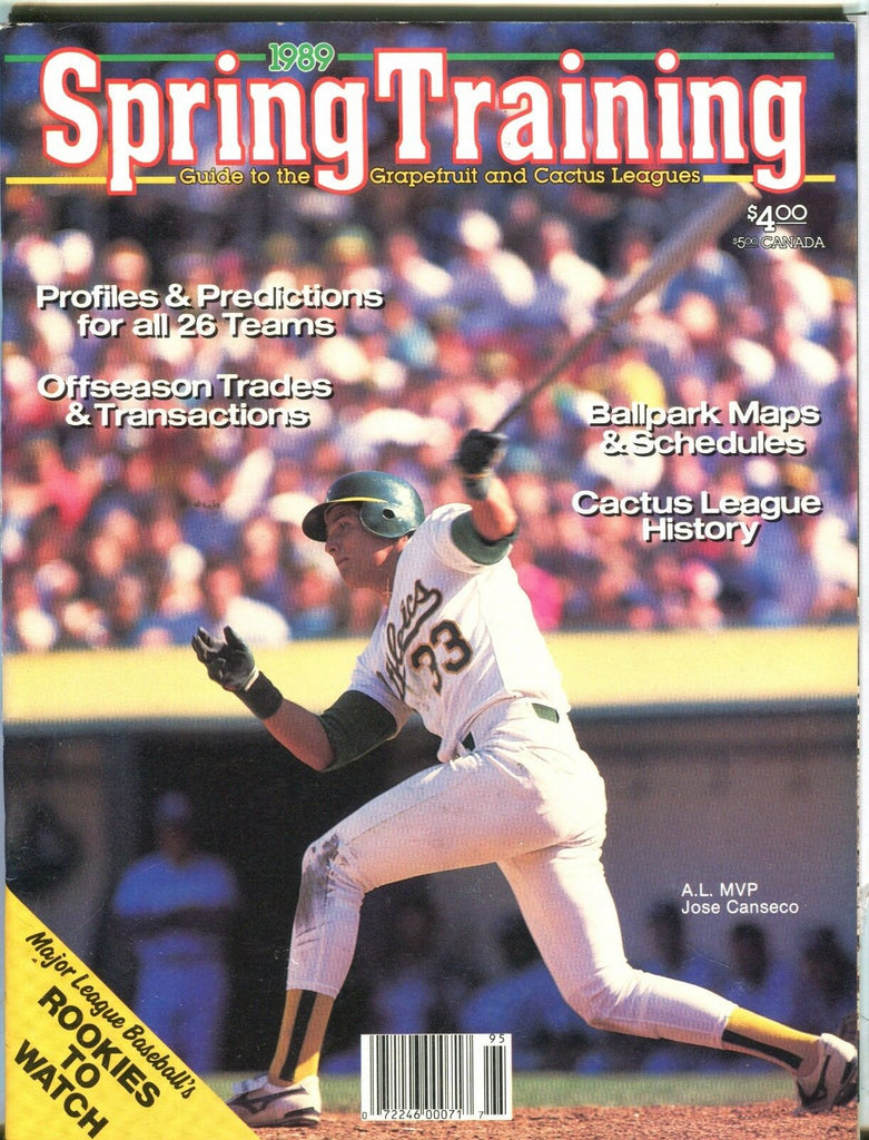 1989 Spring Training Magazine Jose Canseco EX No ML 031717nonjhe
