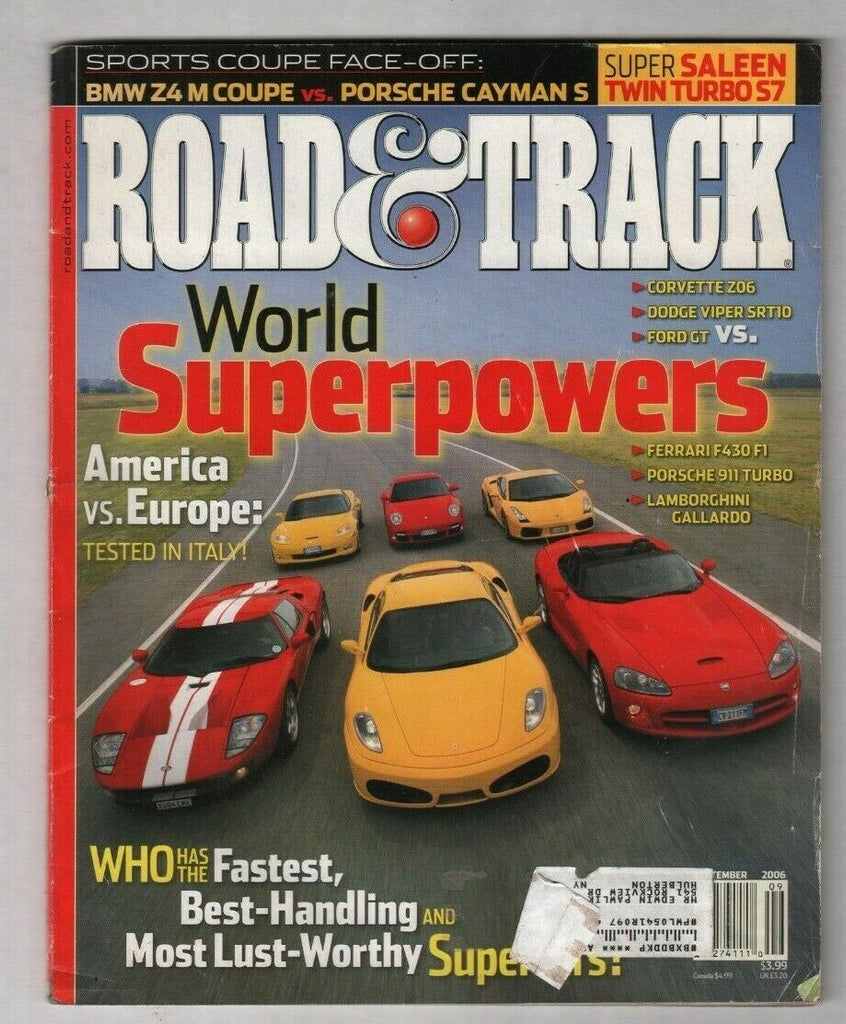 Road & Track Mag Corvette Z06 Dodge Viper SRT10 September 2006 020520nonr